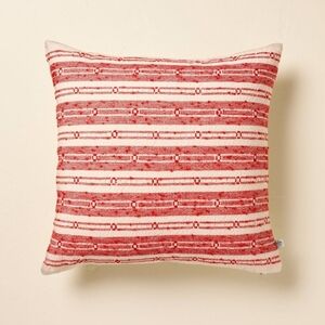 Hearth & Hand W Magnolia 18 X 18 Texture Dot Stripe Throw Pillow Red/Cream